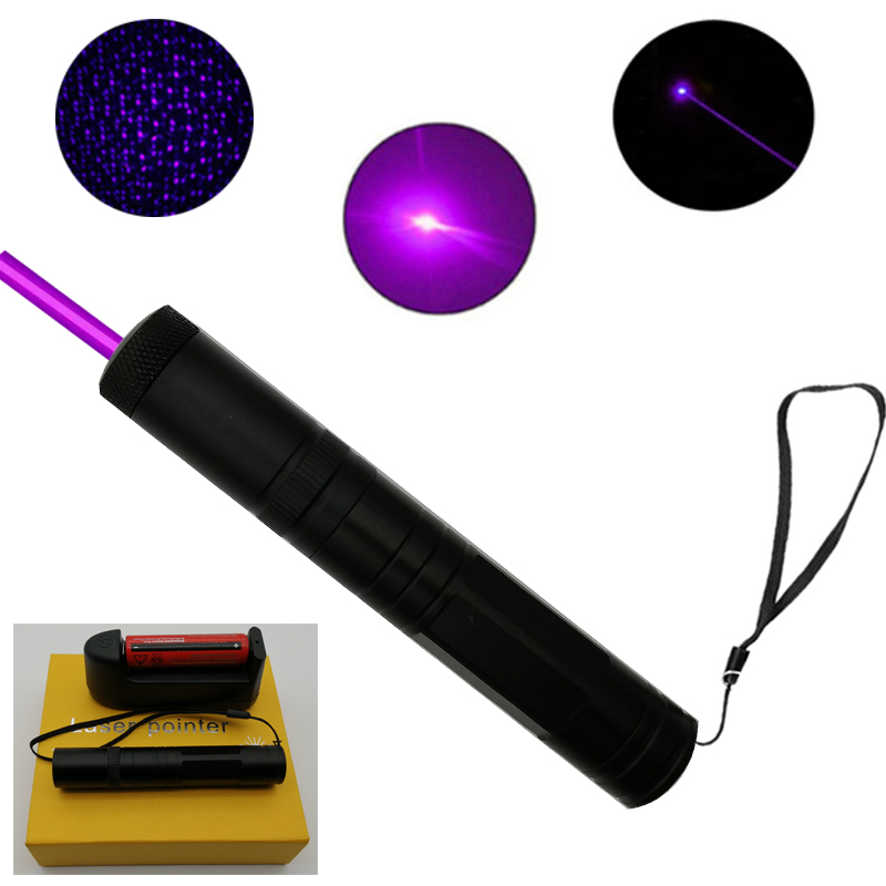 Purple Laser Pointer 405nm 100mW Outdoor Self-Defense Signal Light Hunting Pointing Star Remote Shooting